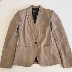 Zara Women's Classic Brown Plaid Blazer Size 2